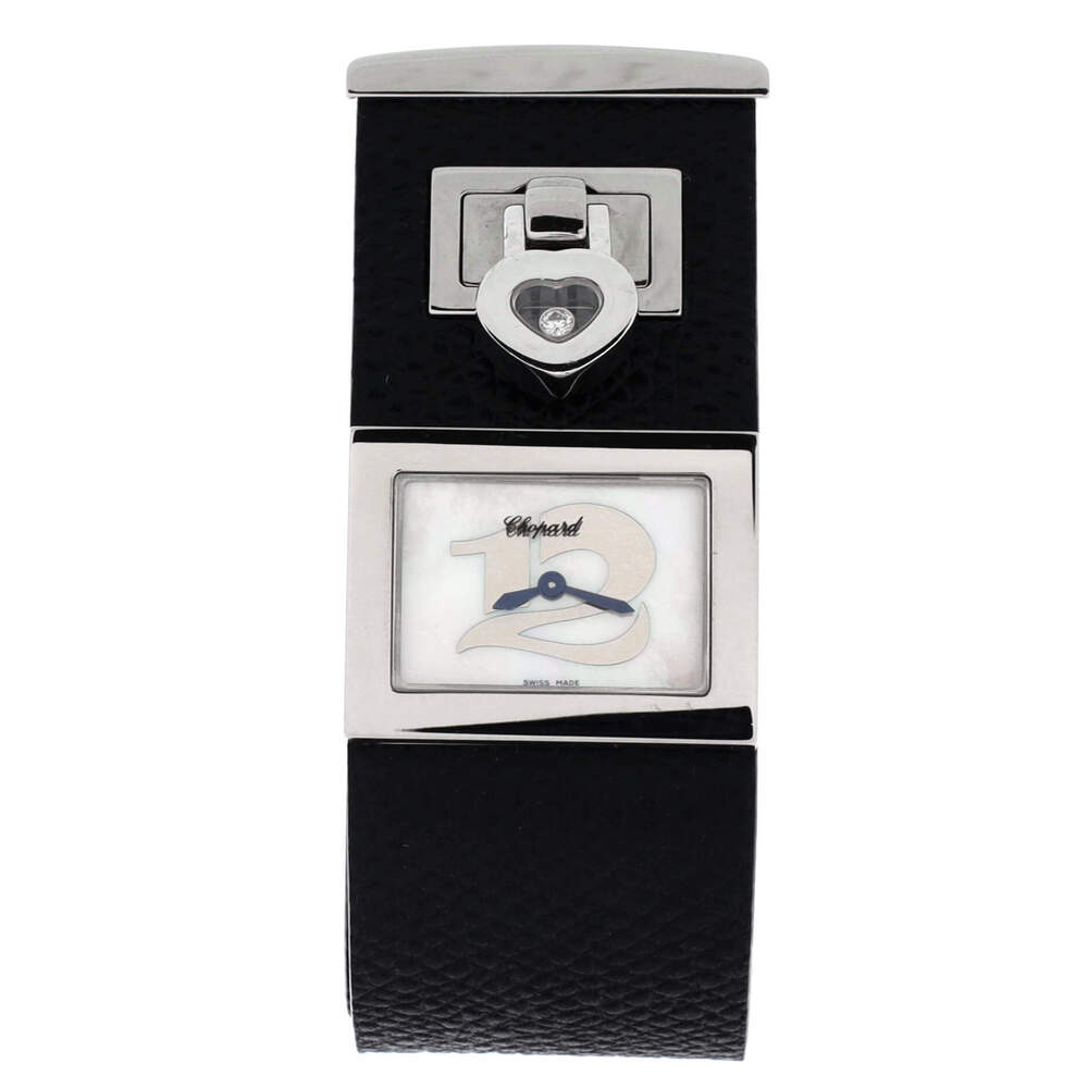 Chopard 26 Happy Twelve Quartz Watch Satinless Steel and Leather with Diamond